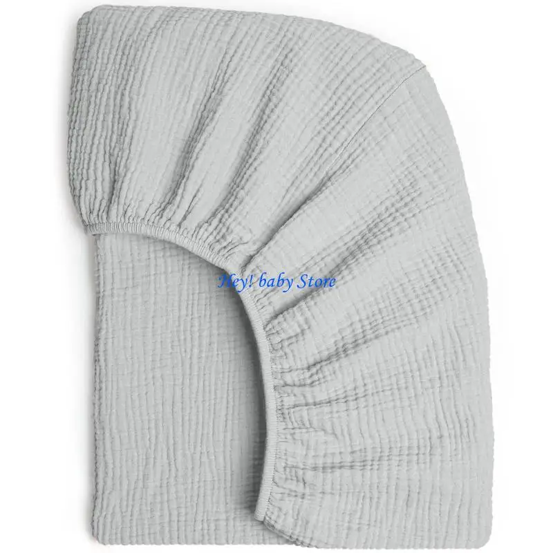 Housse de matelas bébé en muslin gris élastique pour lit bébé sécurité