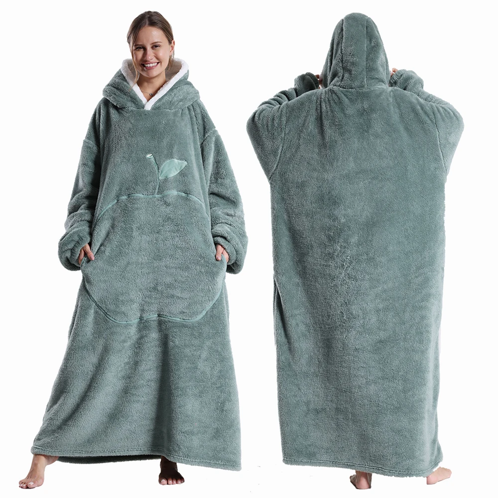 Couverture d'hiver Sherpa avec capuche et longues manches portable confortable et doux pour adultes idéale pou