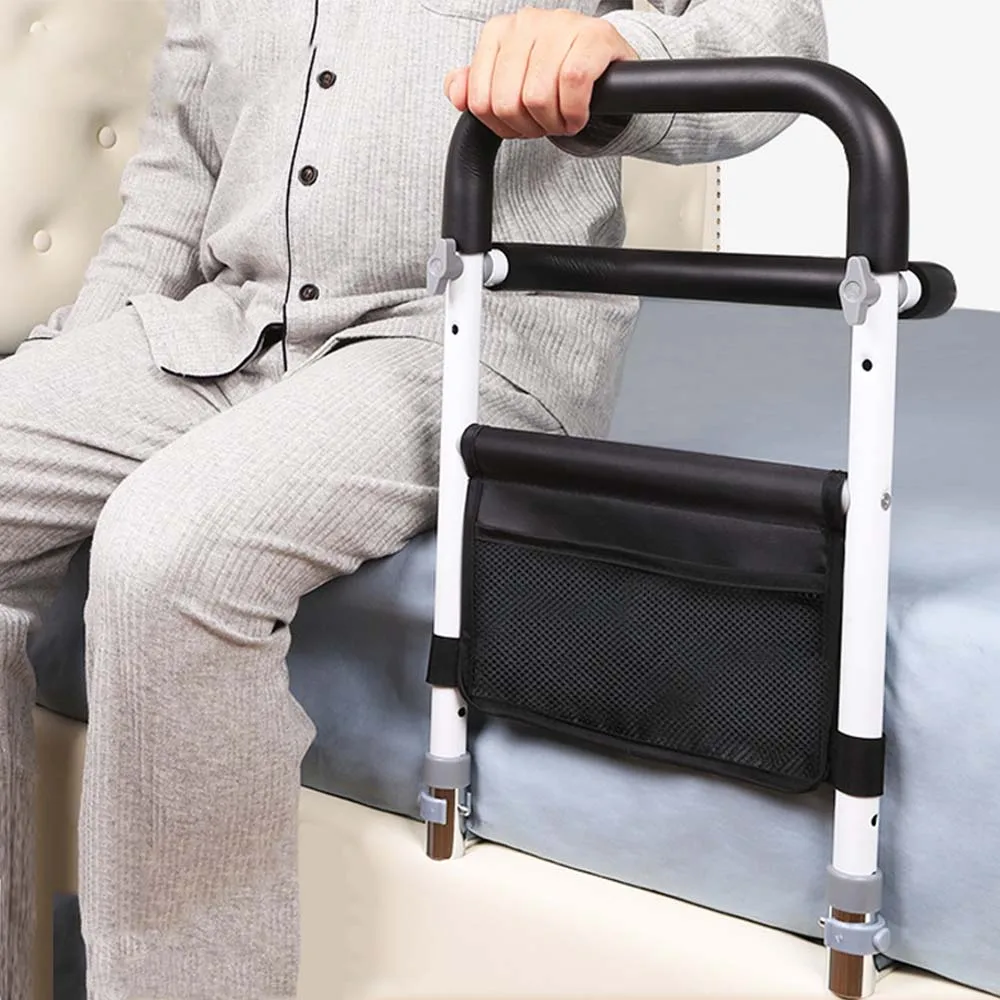 Barre d'assistance au lit avec poche de rangement support réglable antidérapant sécuritaire design moderne pou