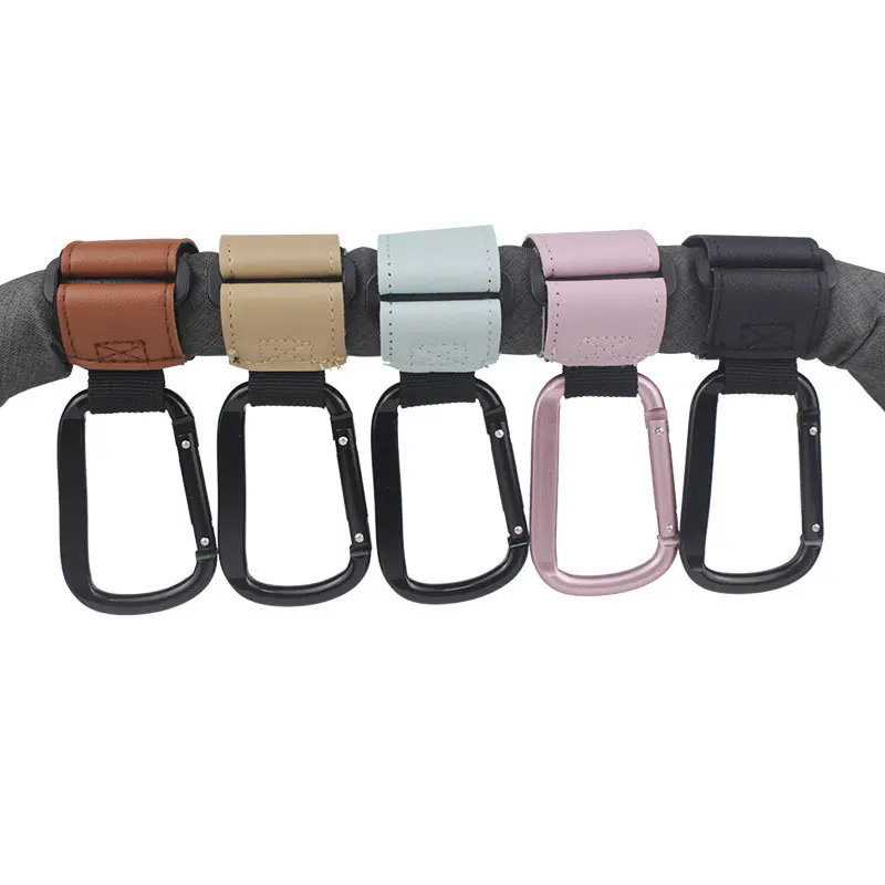 Ensemble clips fixation accessoires poussette 5 couleurs cuir synthétique design moderne minimaliste clips ouv