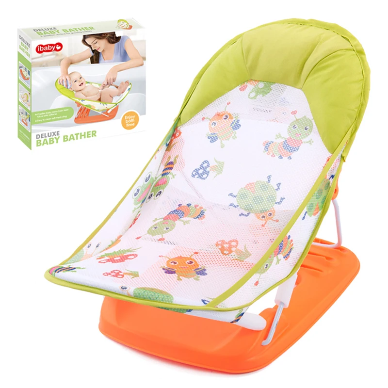 Baignoire bébé ibaby DELUXE siège de bain pliable confortable design moderne motifs colorés antidérapant sécur
