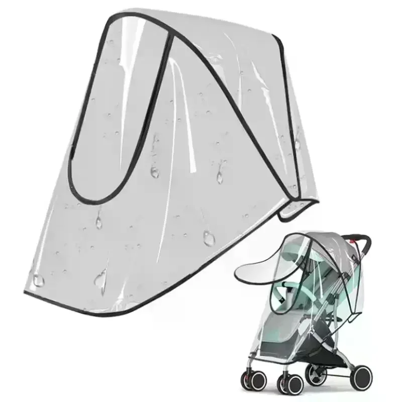 Housse de pluie universelle transparente pour poussette protection contre la pluie et le vent design moderne m
