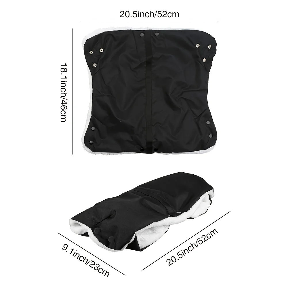 Sac à langer en polaire pour poussette bébé doublé en fausse fourrure 52x46cm noir intérieur clair facile à pl