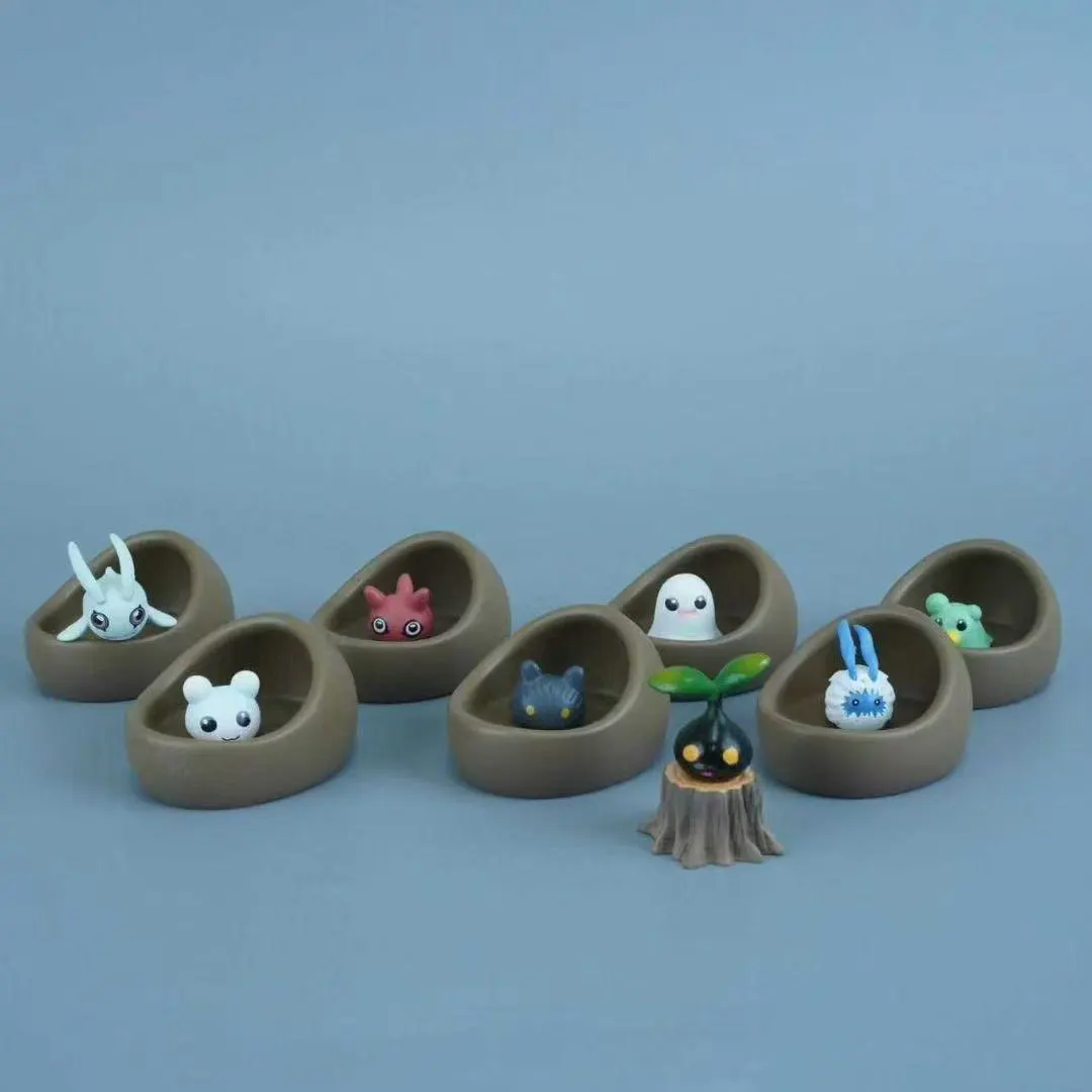 Digimon Figurines Enfant Accessoires Poussette Ensemble Scène Berceau 3cm Modèle Anime Décoration Bureau Colle