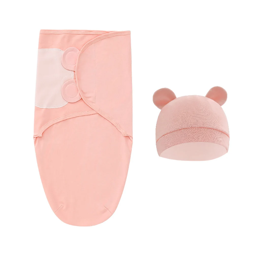 Sac de couchage pour nouveauné 03 mois couverture d'emmaillotage réglable bonnet en coton doux design mignon r