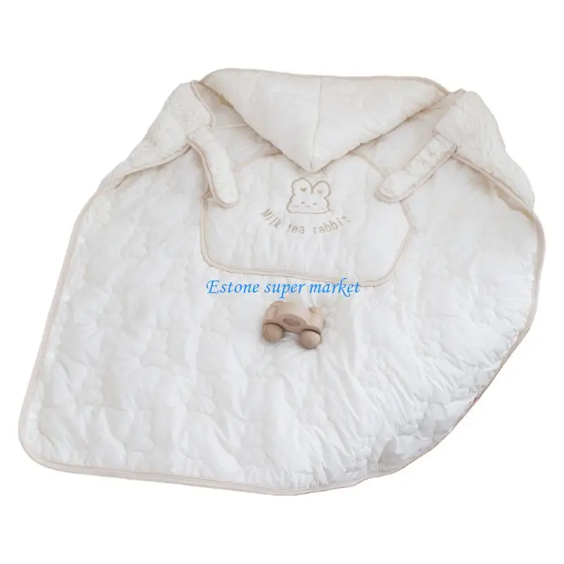 Couverture bébé multifonctionnelle avec capuche poussette tabouret coton doux design lapin accessoire bébé con
