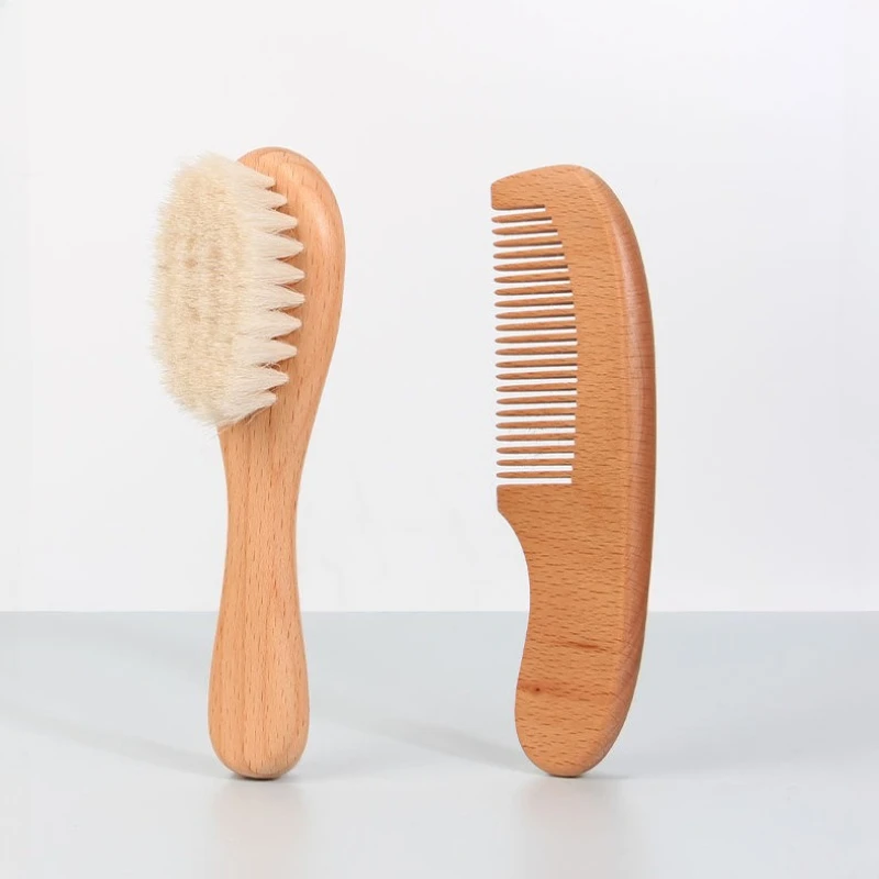 Ensemble peigne et brosse à cheveux bébé en bois hêtre soins cheveux naturels doux démêlage cadeau naissance b