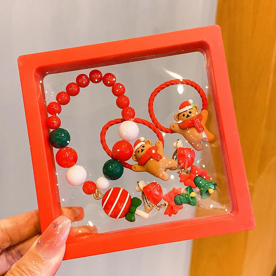 Ensemble bijoux festifs enfants : bracelet bague pendentif Noel Christmas Noel cadeau enfants filles garçons a