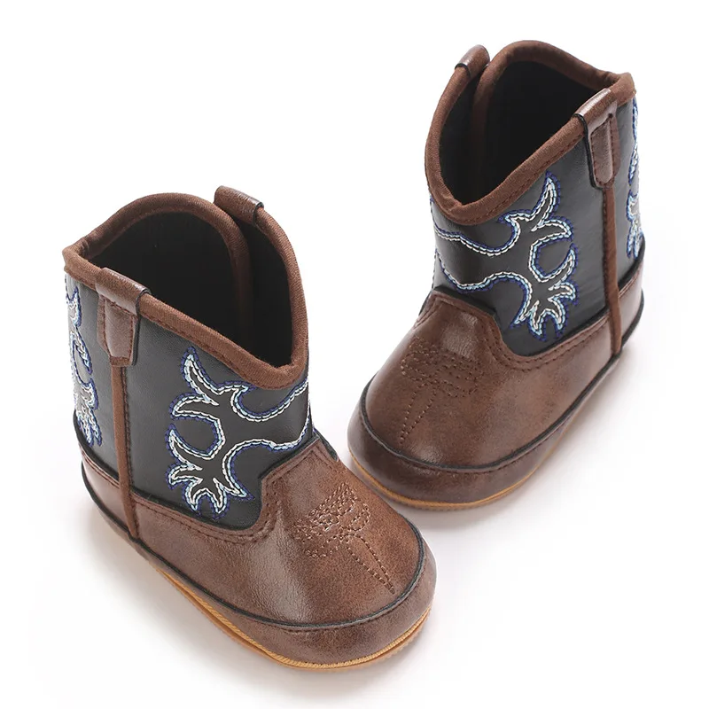 Bottes bébé automne hiver cuir PU style western antiglissante confortable 01 ans unisexe
