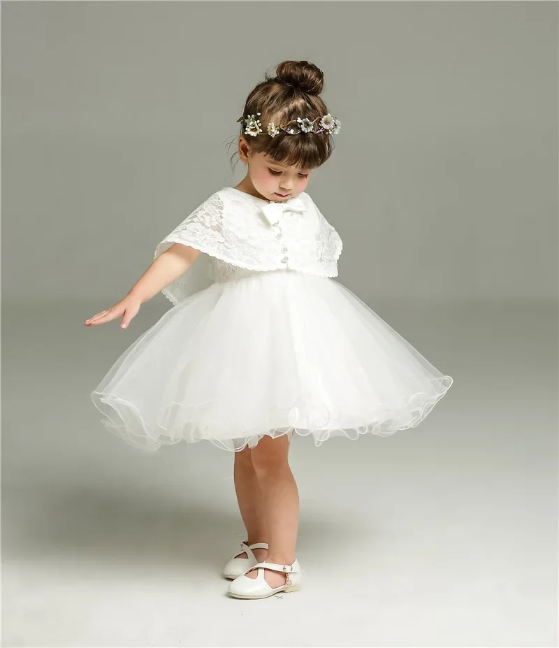 Robe blanche bébé fille 324 mois robe formelle mariage baptême anniversaire robe de cérémonie en coton et poly