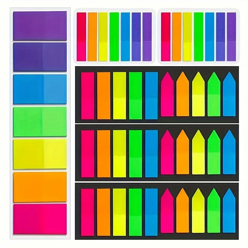 Ensemble de notes autocollantes colorées 1020 feuilles onglets d'indexation transparents et imperméables marqu