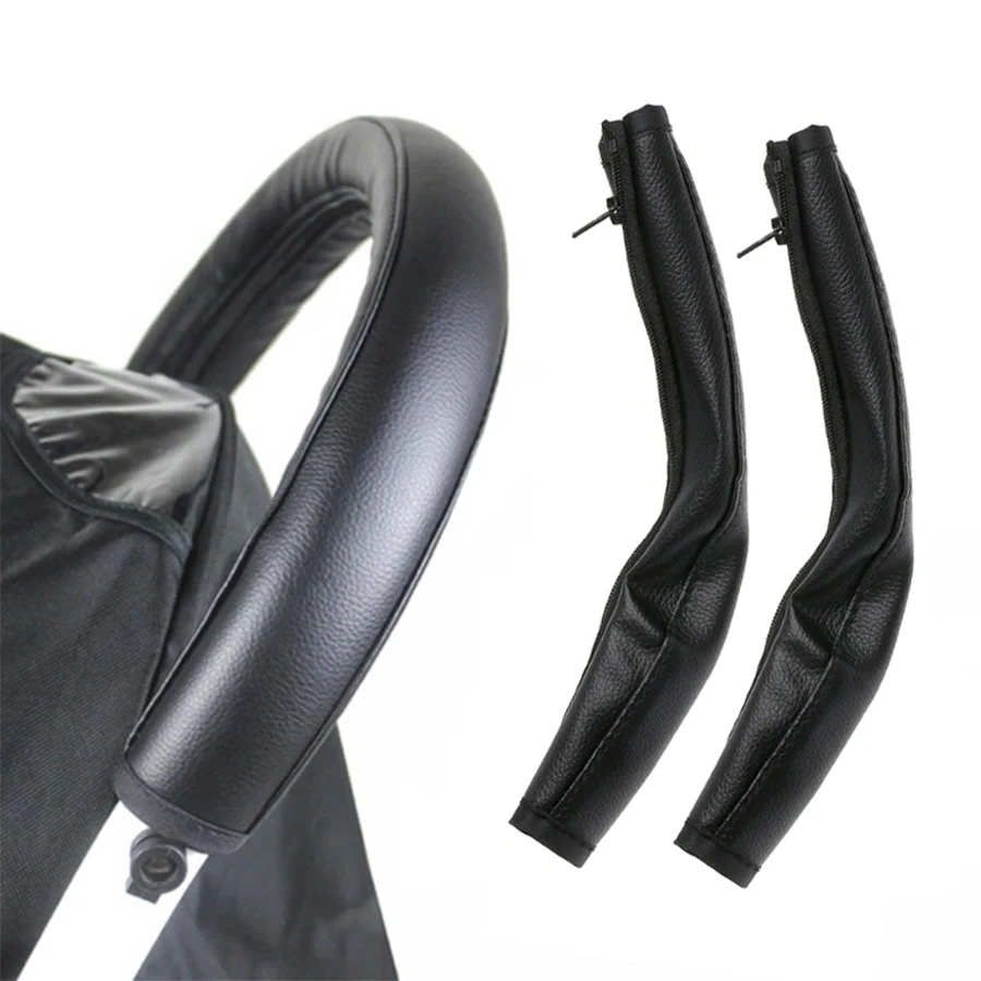 Couvre poignée poussette cuir PU fermeture éclair universel protection confort bébé accessoire stroller grip c