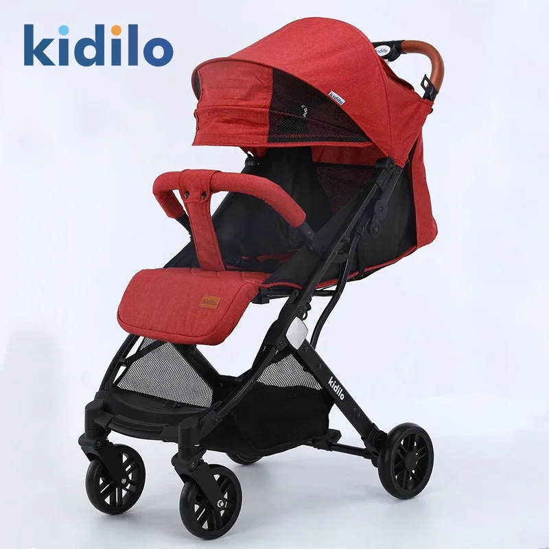 Poussette Kidilo allongée et assise légère pliable vue haute nouveauné bébé enfants infantile poussette urbain