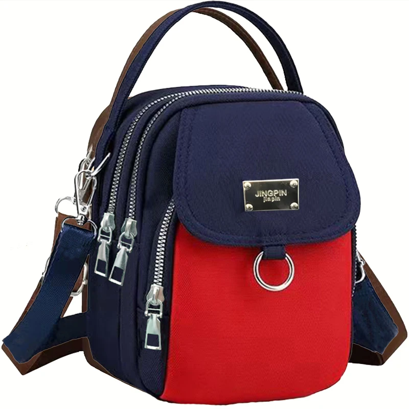 Sac à dos enfants JINGPIN bleu marine rouge poches zippées bandoulière réglable sac de voyage et sorties prati