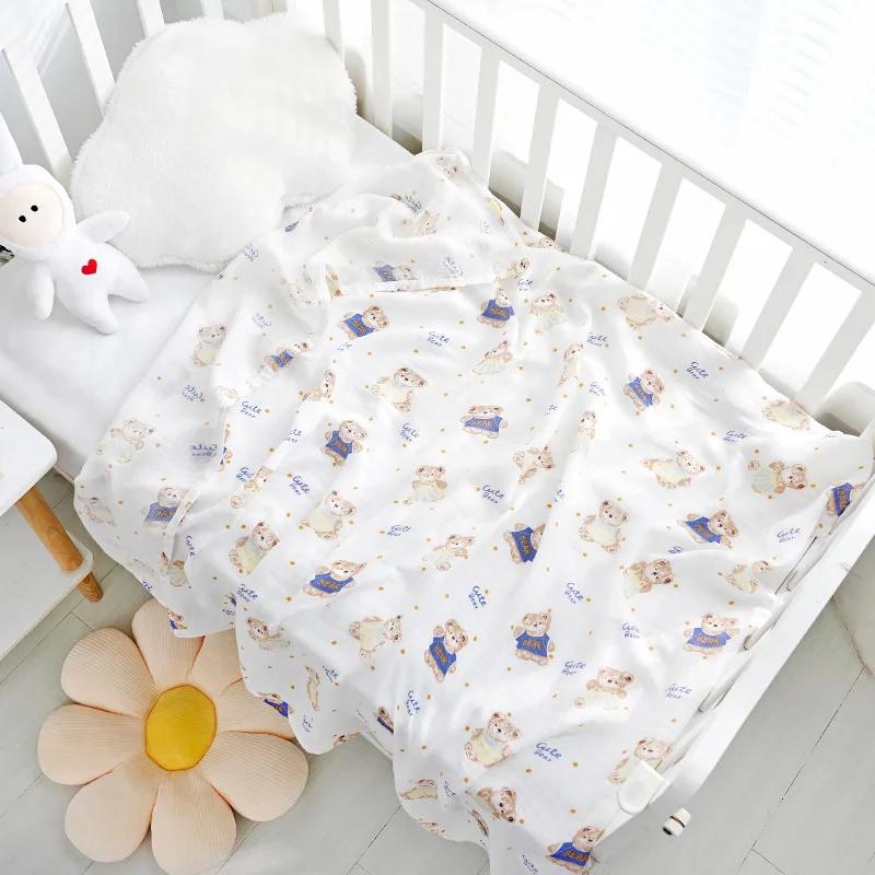 Couverture de lit pour bébé en microfibre douce design animal motif ours blanc et pastel couverture légère pou