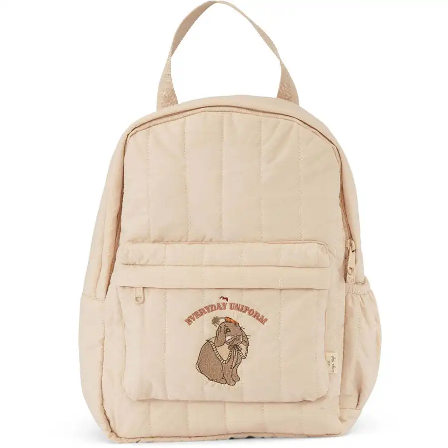 Sac à dos étudiant éléphant logo Everyday Uniform beige polyester compartiment zippé bretelles ajustables poig