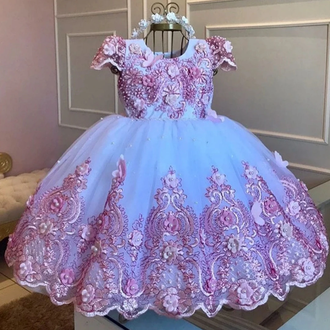 Robe de princesse en dentelle et perles pour bébé fille tenue élégante pour anniversaire mariage fêtes style c