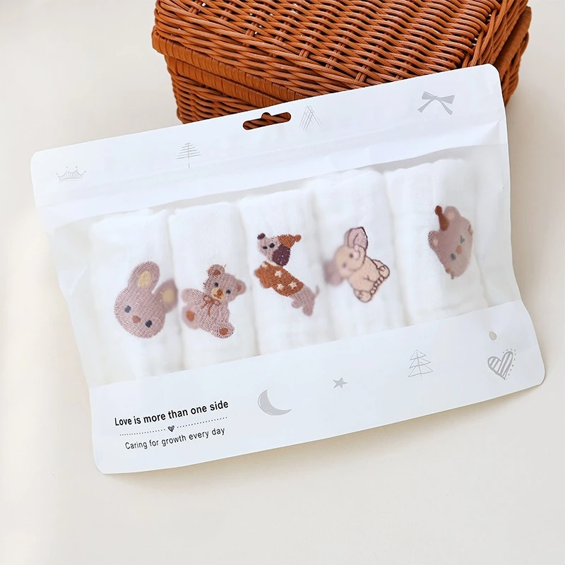 Ensemble de serviettes en coton pour bébé 5 pièces serviette de bain accessoires soins motifs animaux doux abs
