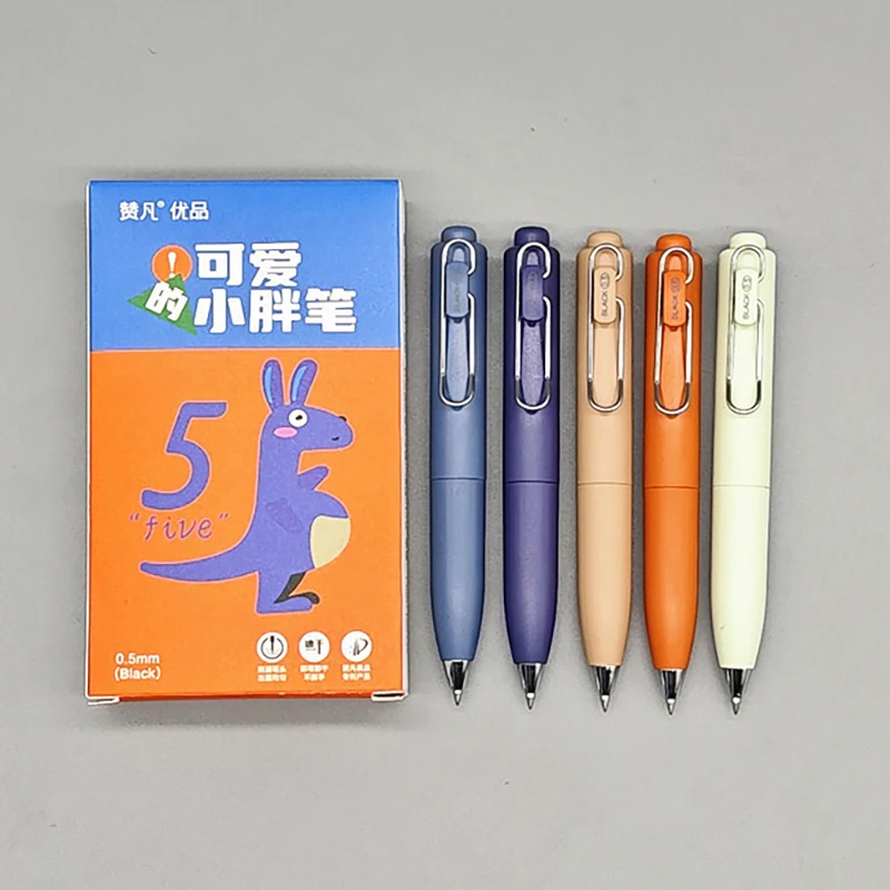 Ensemble 5 stylos à bille couleur variée 0.5mm clip métallique portable