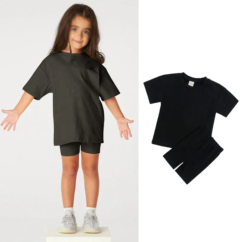 Tshirt manches courtes et leggings assortis pour enfants ensemble en coton et spandex style mignon 2 pièces 71