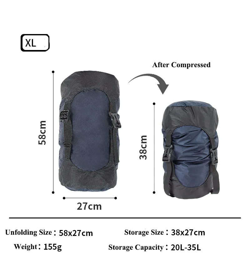 Sac de rangement compressible extérieur randonnée camping voyage sac de compression nylon résistant étanche po