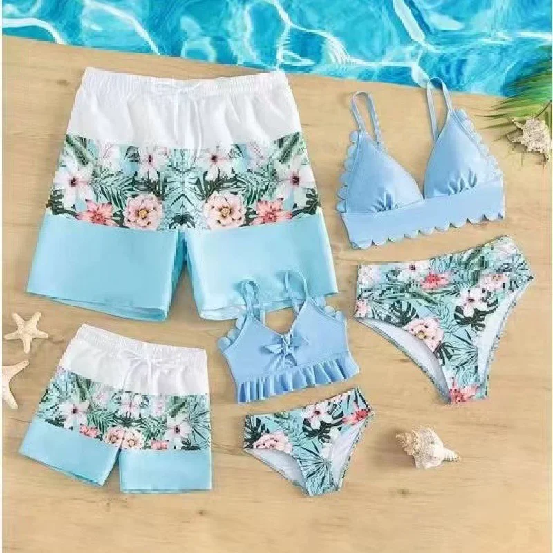 Ensembles de maillots de bain assortis pour famille plage été bébé maman papa enfants maillot de bain bikini s