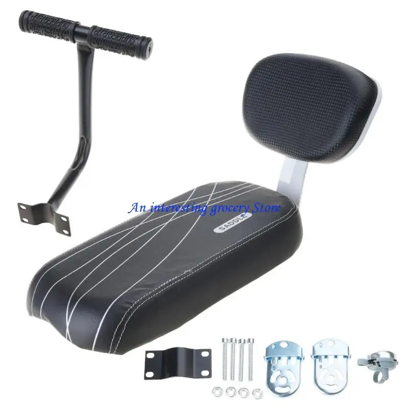 Selle arrière pour vélo enfant SADULE coussin rembourré dosseret support métal noir PU cuir add Child comfort 