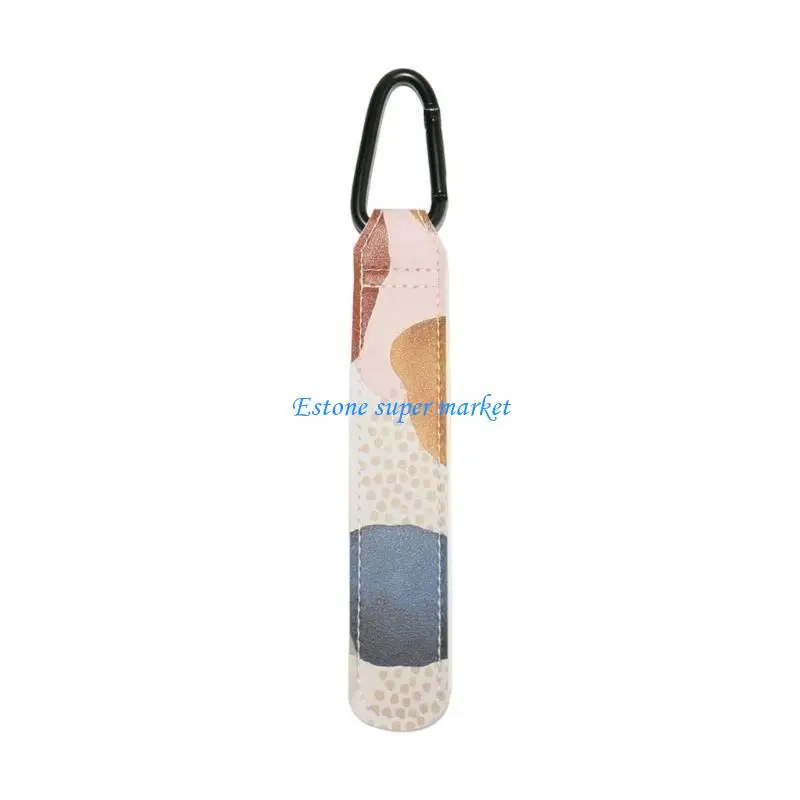 Porteclés universel en cuir synthétique clip métal design moderne abstrait pour sacs poussettes et clés