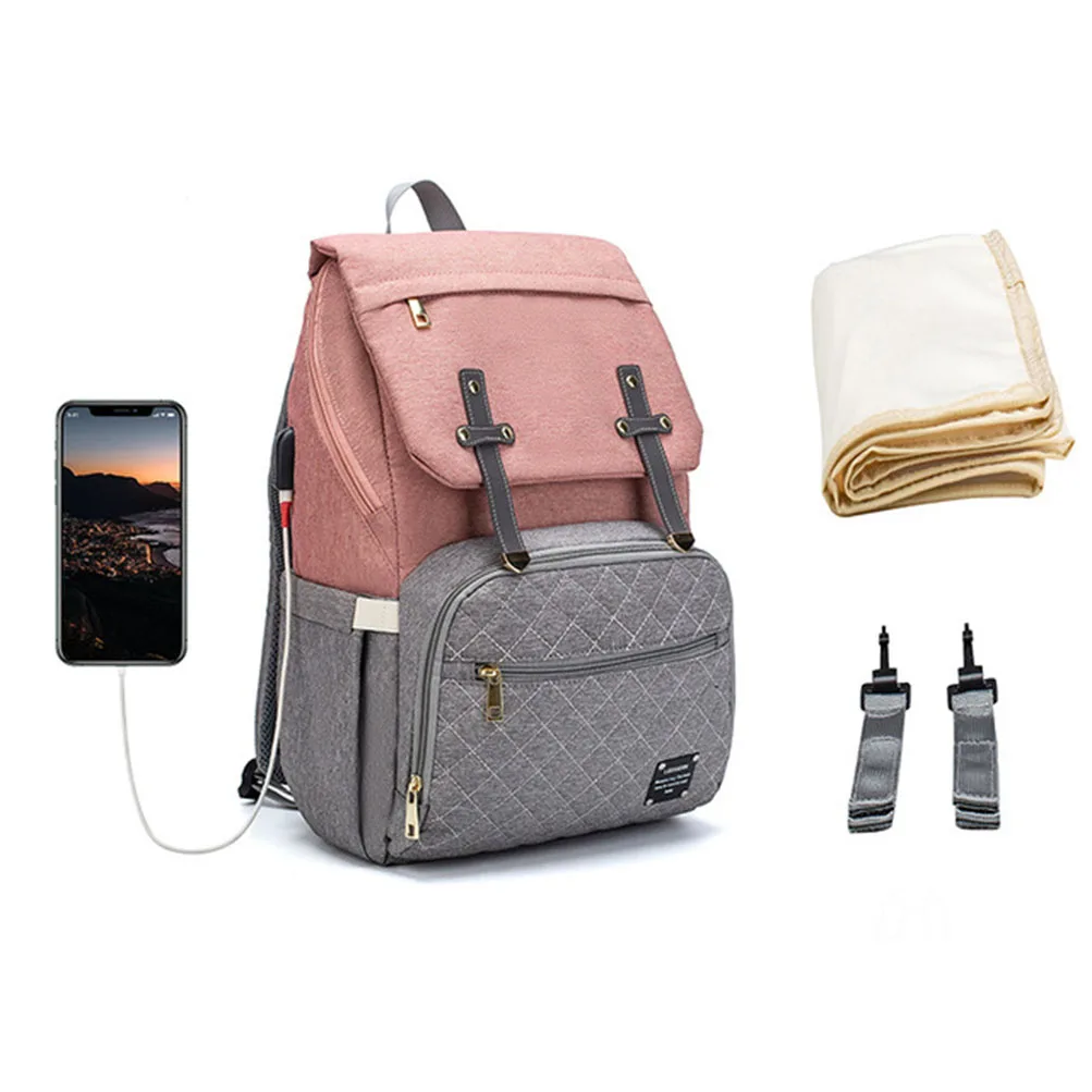 Sac à dos maternité étanche sac à couches soins bébé voyage port USB intégré sac dos femme enceinte écoénergét