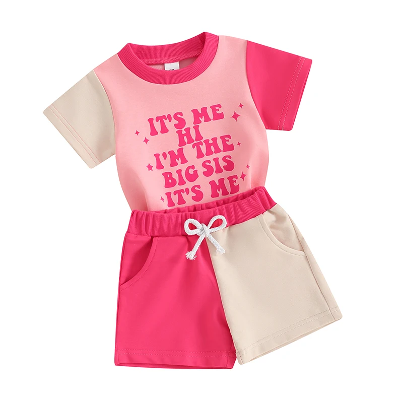 Ensemble frère sœur Tshirt manches courtes lettres imprimées Short