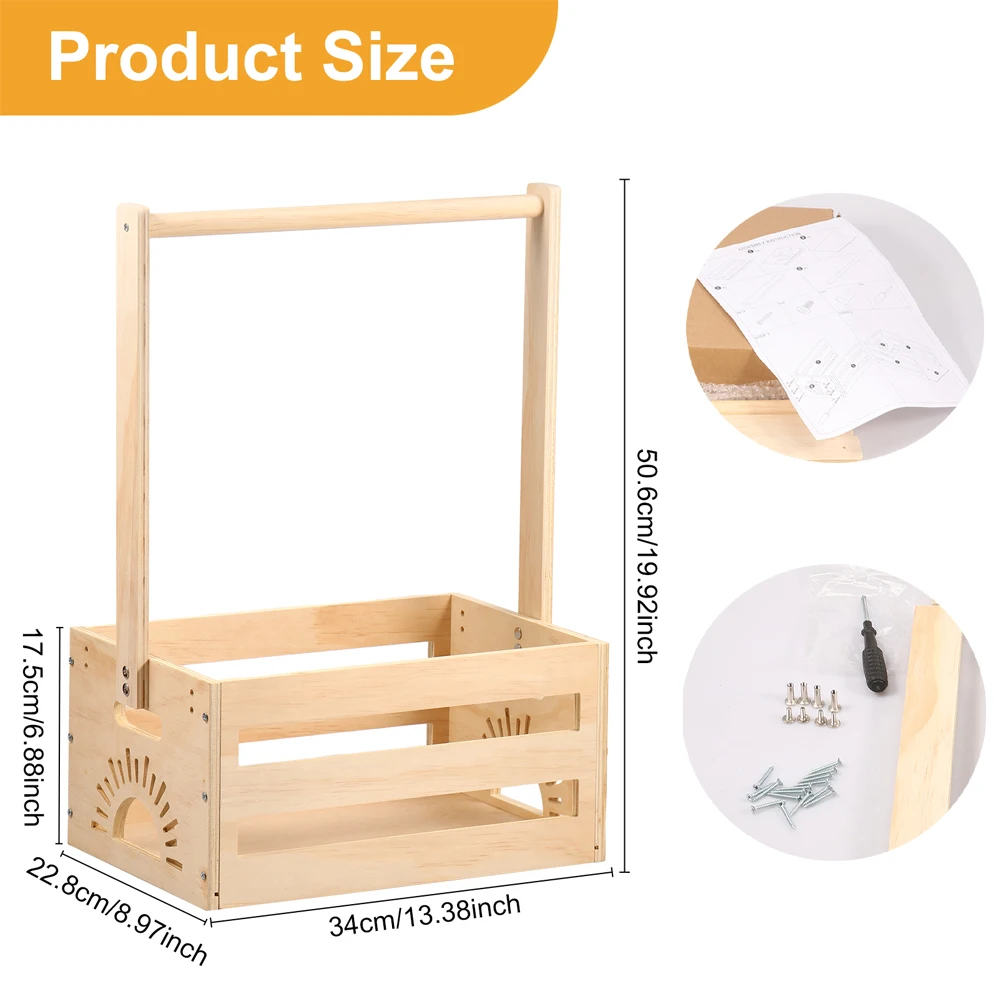 Panier de douche en bois pour bébé caisse de rangement portable style minimaliste manche intégrée décoration é