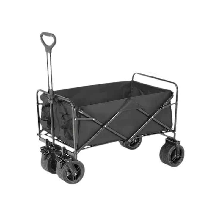 Chariot pliant camping jardin plage tissu métal noir portageextérieur usage familial excursion randonnée