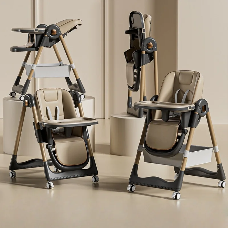 Chaise haute bébé portable ajustable multifonctionnelle design moderne sécurité renforcée facile à nettoyer ca
