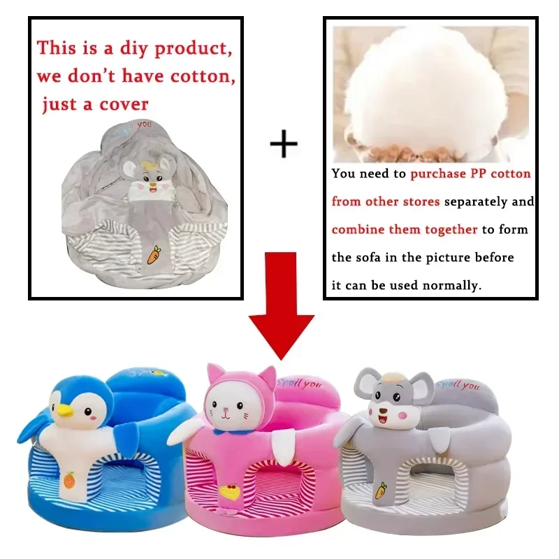Canapé enfant DIY en tissu doux 3 coloris animaux sans rembourrage style moderne brand Spoil you idéal pour ch