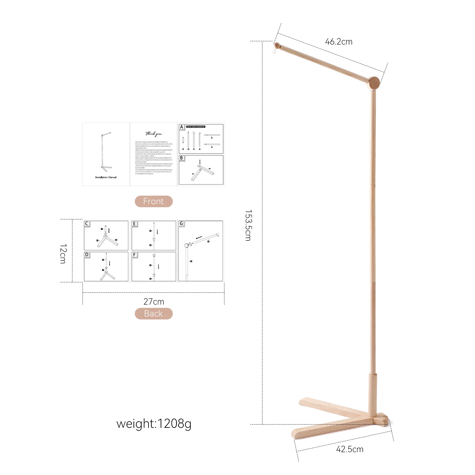 Support de meuble en bois pour lit bébé berceau déco nursery mobiles hochets 012 mois sécuritaire robuste desi