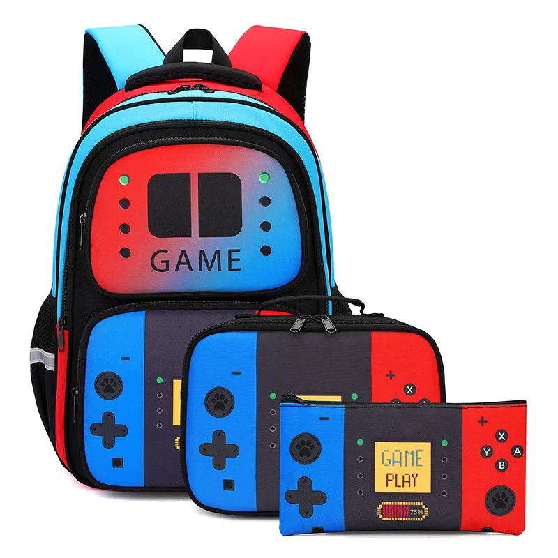 Sac à dos scolaire créatif imprimé jeux vidéo 3 pièces adolescents garçons filles imperméable nylon durable po