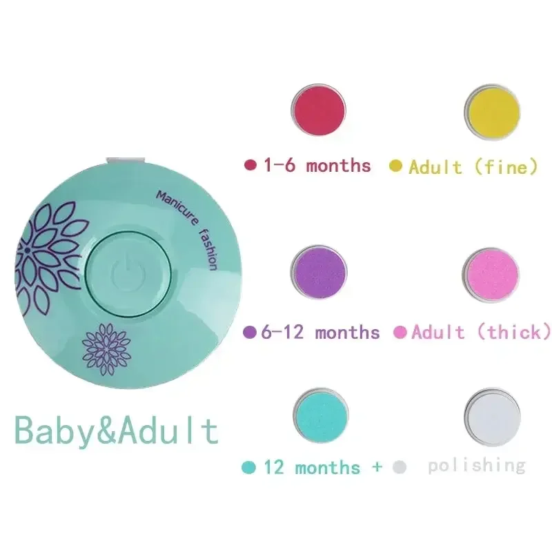 Coupeongles électrique pour bébés et adultes kit de soins pour nouveaunés 6 têtes de meulage manucure sécurisé