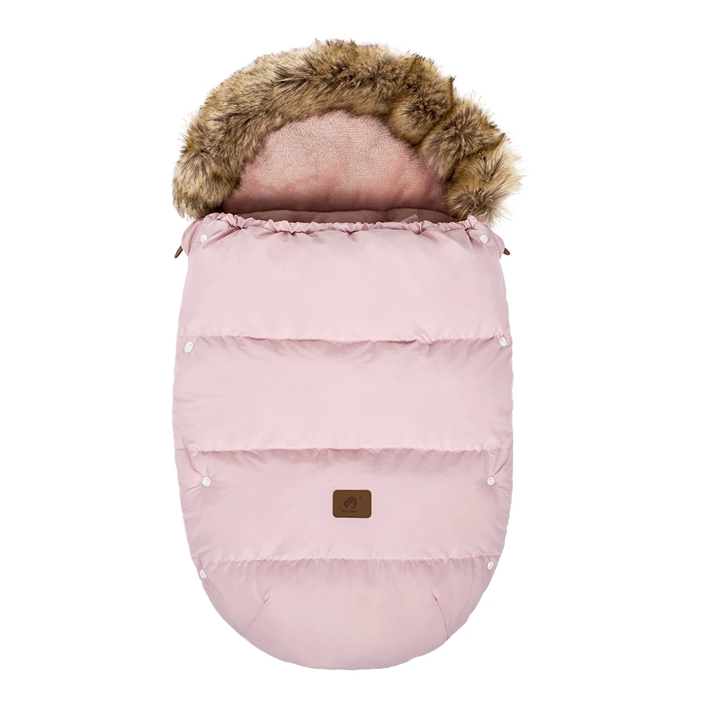 Sac à couette poussette footmuff chaussettes bébé 024 mois doux chaud fourrure peluche rose pastel