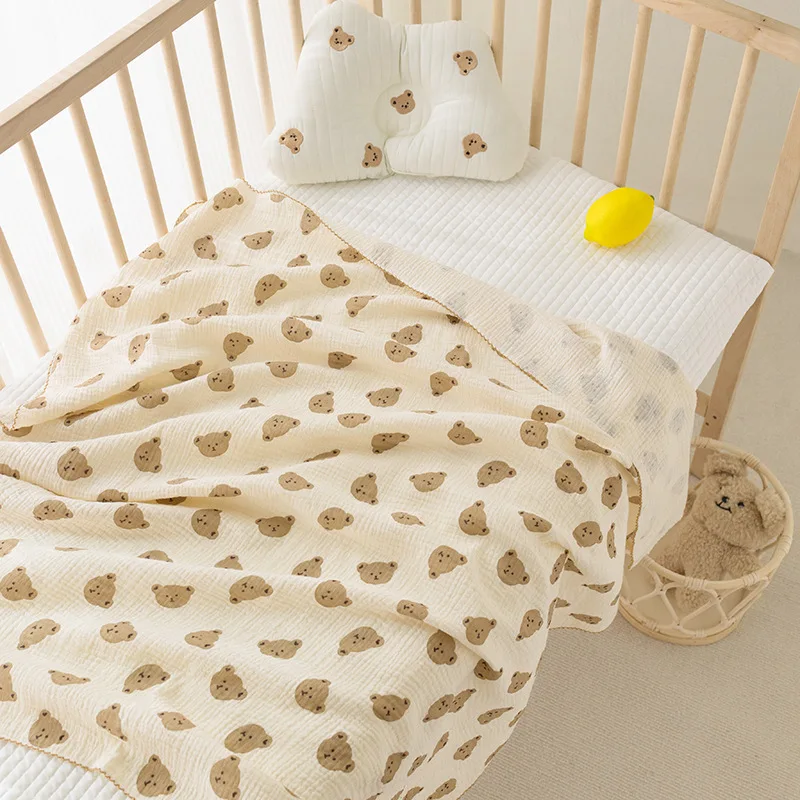 Battilo couverture bébé 100% coton oreiller doux motif ours apaisant nouveauné enfant bas âge literie comfort