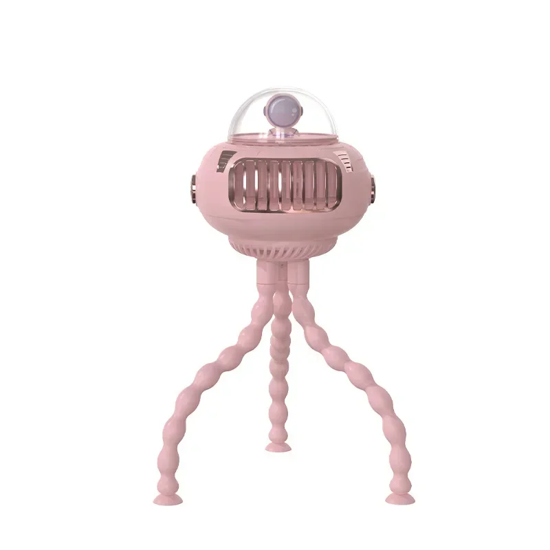 Ventilateur portable pour poussette 360° design moderne rose pâle tripod flexible refroidissement optimal bébé