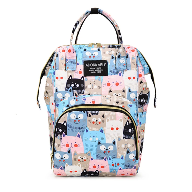 Sac à dos imprimé dessin animé maman grande capacité rangement biberons portable maternité style moderne sécur