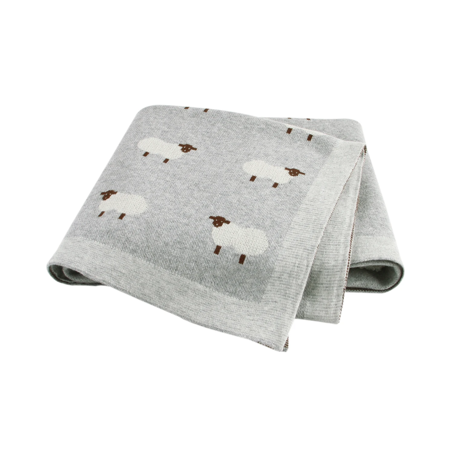 Couverture bébé 100% coton douce et chaude design moutons mignons plaid unisex pour lit poussette emmaillotage