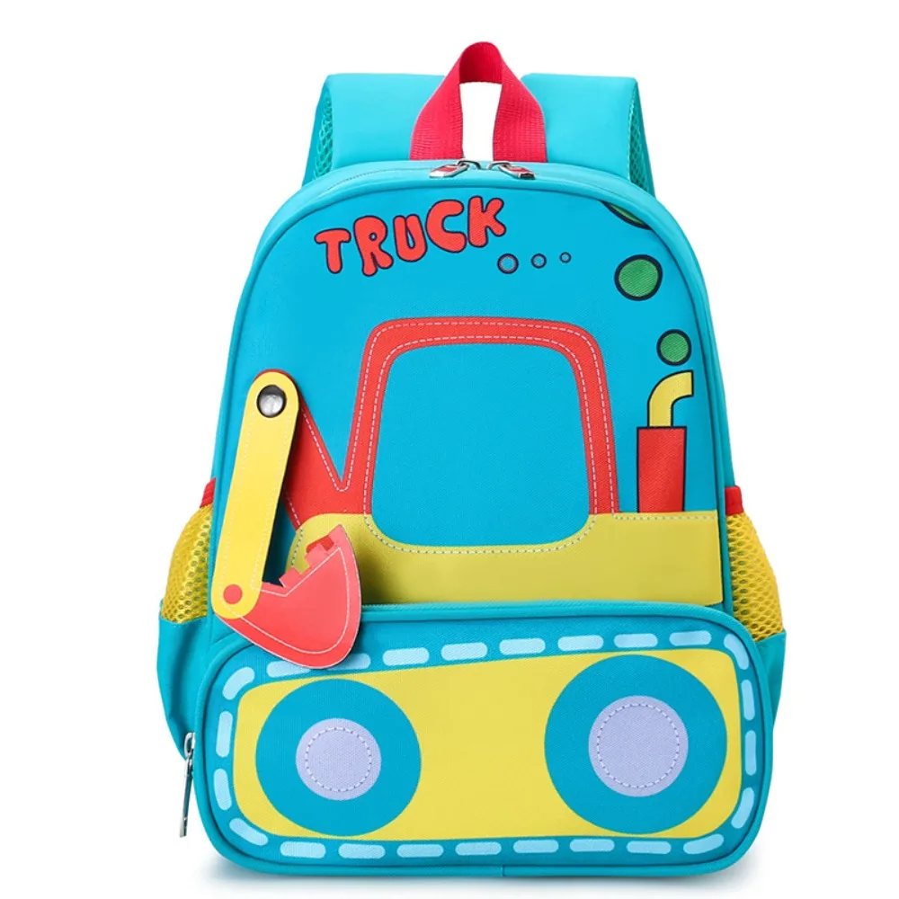 Sac à dos école enfant camion design ludique polyester bleu vif compartiments multiples bretelles réglables tr