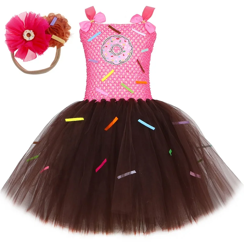 Robe thème bonbons pour filles costume fête d'anniversaire robe tutu