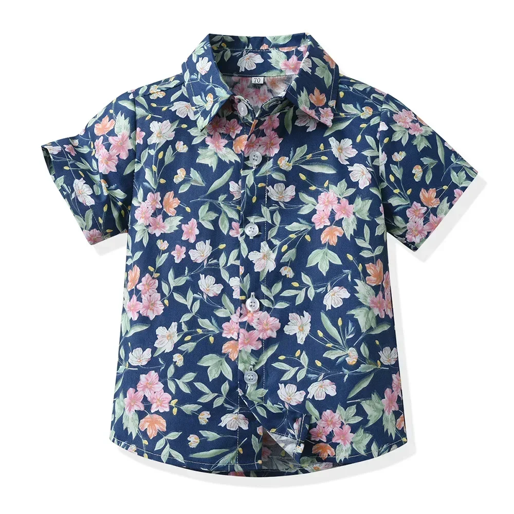 Chemise d'été assortie pour papa et fils style plage floral coton confortable poussettes et accessoires bébé