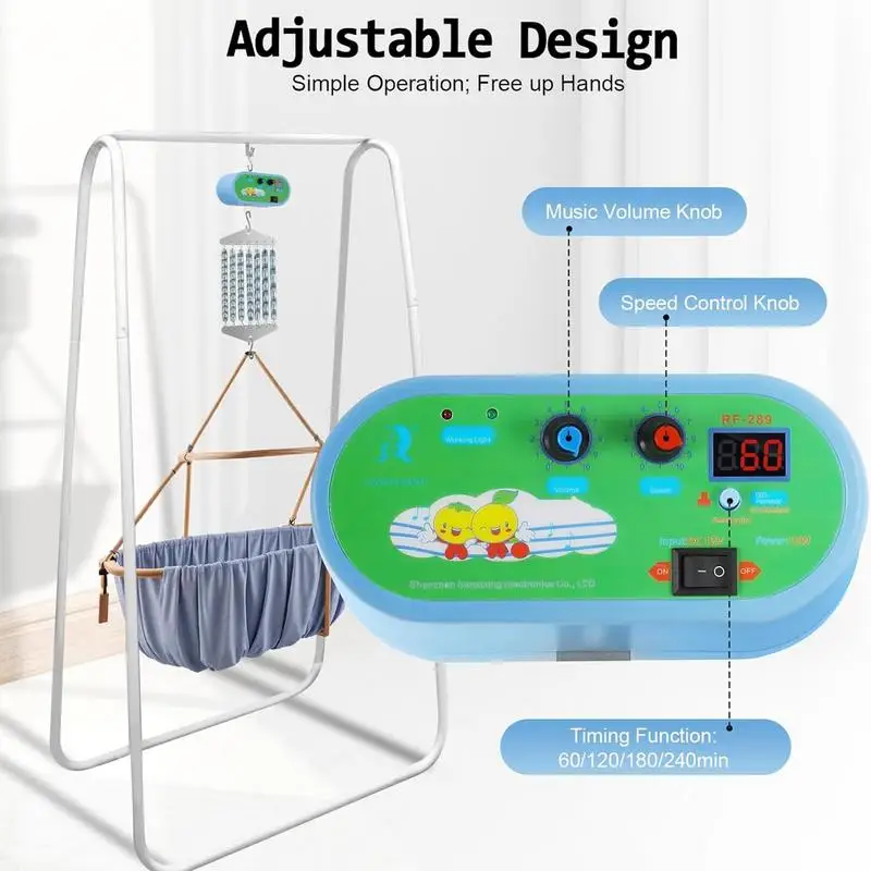 Moussinet à bascule électrique automatique pour bébé balançoire à bascule avec vitesse réglable minuteur desig