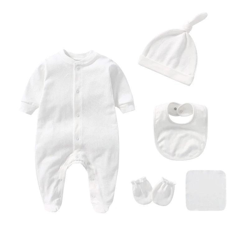 Ensemble bébé 100% coton bio pyjama manches longues bib bonnet mitaines serviette nouveauné 03 mois unisexe ga