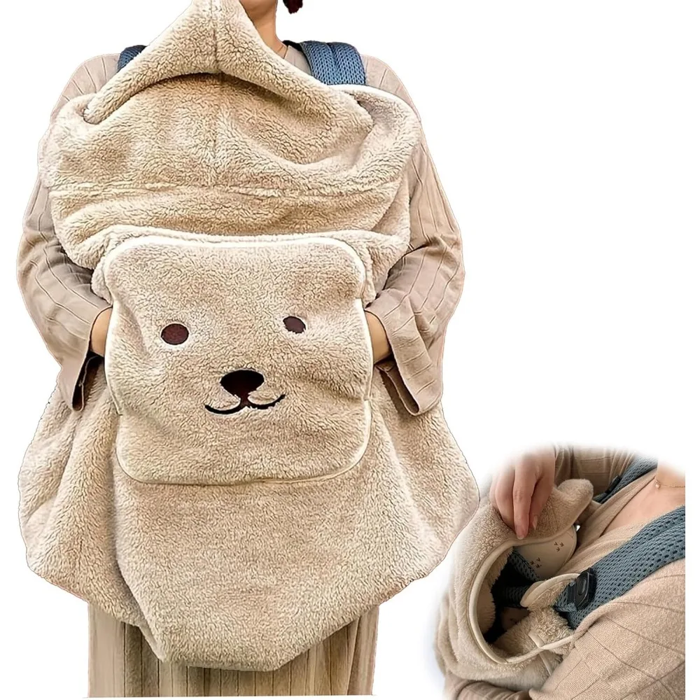 Couverture de poussette bébé ours emmaillotage d'hiver extérieur chaud portable multifonctionnelle nouveauné