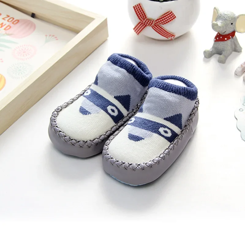 Chaussettes à semelle en caoutchouc souple pour bébé garçon et fille chaussons mignons à motif animal pour pre