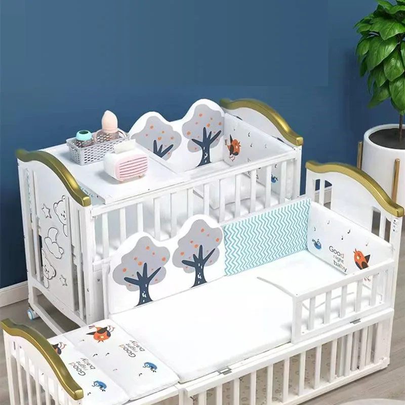 Lit bébé convertible en bois multifonctionnel nouveauné enfant sécurité
